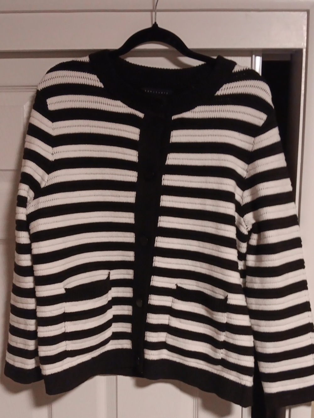Sanctuary Black & Off White Striped Button Cardigan